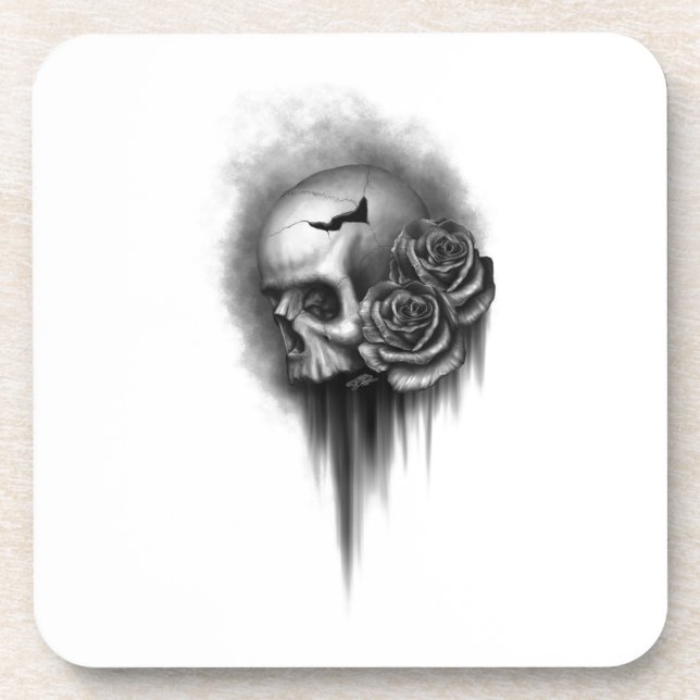 Rose skull coaster (Front)