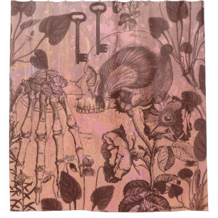 Rose Skull Collage Shower Curtain
