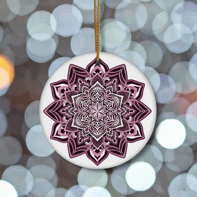 Rose Snowflake on white Ceramic Ornament (Creator Uploaded)