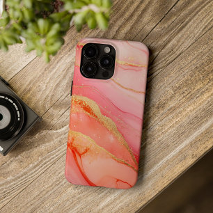 Rosé Soleil Luxury Coral Pink Watercolor gold iPhone 16 Case