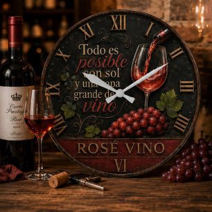 Rosé Spanish Wine Large Clock