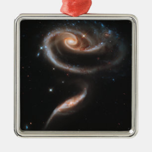 Rose Spiral Galaxies Metal Ornament