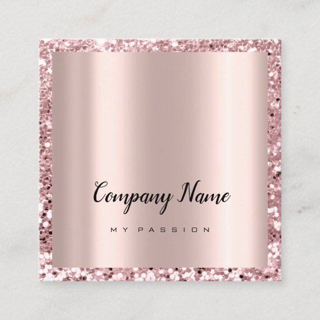 Rose Square Glitter Makeup Beauty Salon VIP Appointment Card (Front)