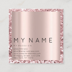 Rose Square Glitter Makeup Blog Event Planner Logo Appointment Card