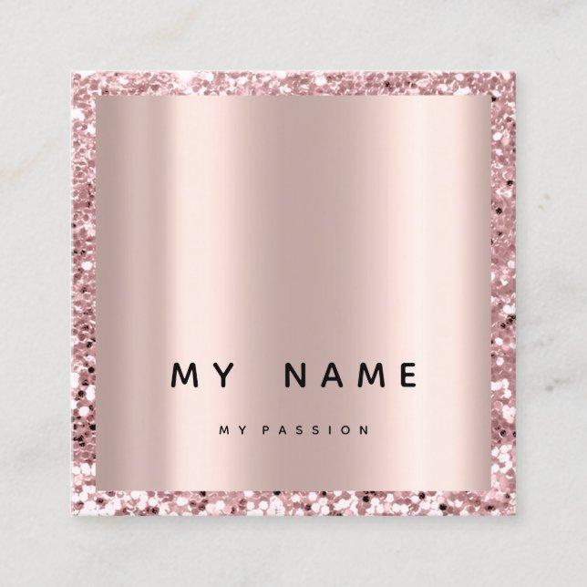 Rose Square Glitter Makeup Blogger Lashes Pink Appointment Card (Front)