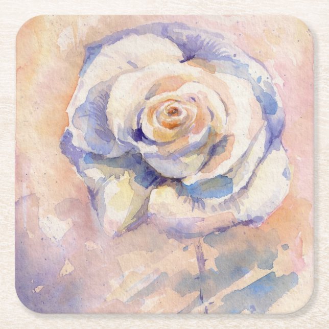 Rose Square Paper Coaster (Front)