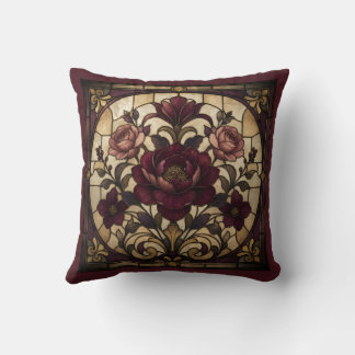 Rose Stained Glass Design  Cushion