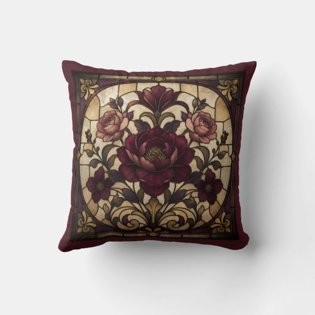 Rose Stained Glass Design  Cushion (Back)