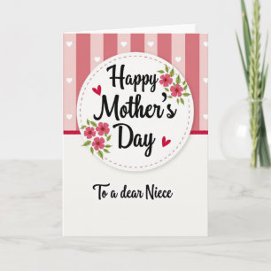 Rose Stripe Mothers Day Heart Card