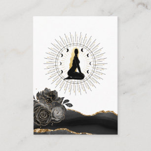 *~* Rose Sun Rays Goddess Black Gold Moon Woman Business Card