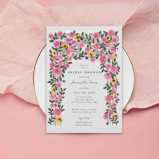 Rose Sunflower Trellis Spring Garden Bridal Shower Invitation (Creator Uploaded)