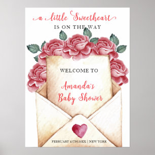 Rose Sweetheart Letter Baby Shower Welcome Poster