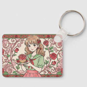 Rose sweets and a fairytale world key ring