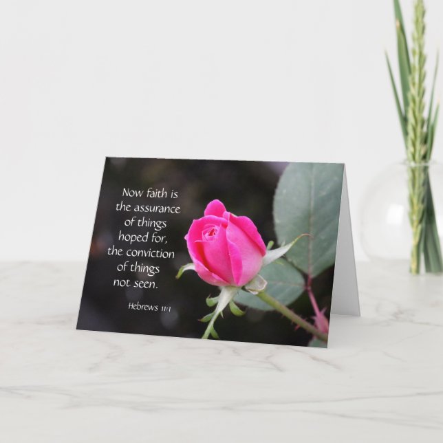 Rose Sympathy Card w verse (Hebrews) on faith hope (Front)