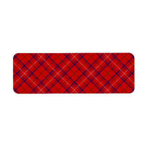 Rose tartan red blue plaid return address label