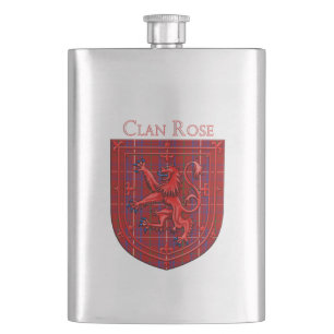 Rose Tartan Scottish Plaid Lion Rampant Hip Flask