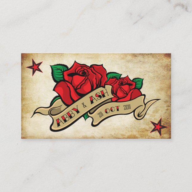 Rose Tattoo Custom Personalised RSVP Enclosure Card (Front)