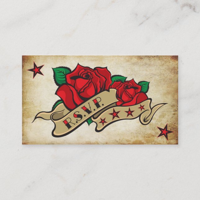 Rose Tattoo Custom RSVP Appointment Card (Front)