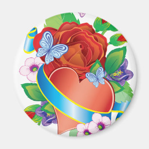 Rose Tattoo Hearts Magnet