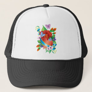Rose Tattoo Hearts Trucker Hat