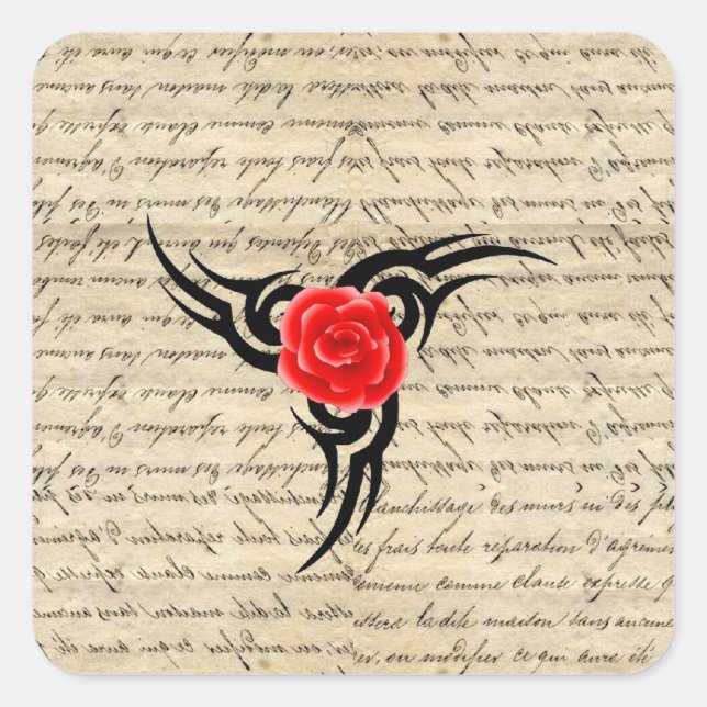 Rose Tattoo Square Sticker (Front)