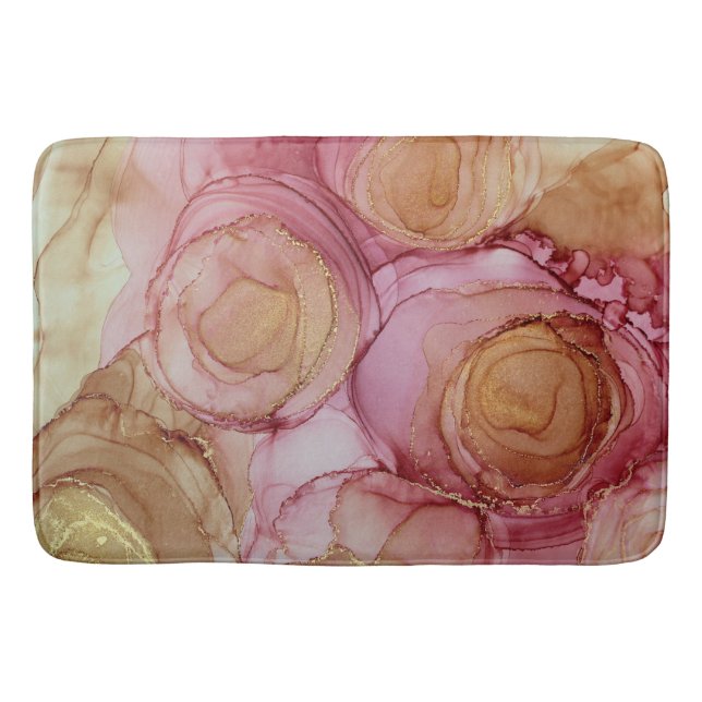 Rose Taupe Abstract Floral Bath Mat (Front)
