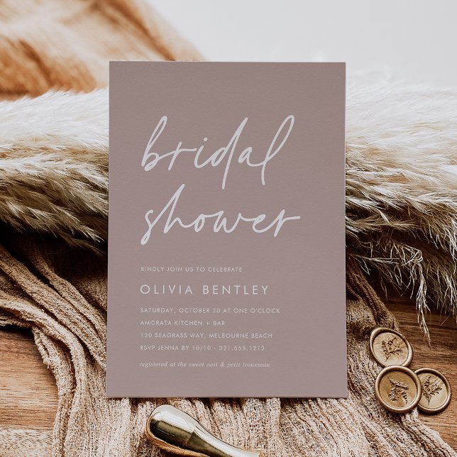 Rose Taupe | Boho Minimalist Script Bridal Shower Invitation (Creator Uploaded)