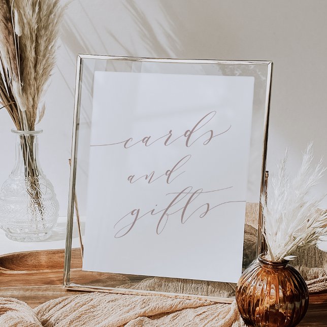 Rose Taupe Calligraphy Cards & Gifts Sign (Creator Uploaded)