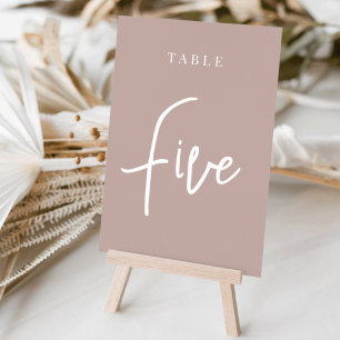 Rose Taupe Hand Scripted Table FIVE Number