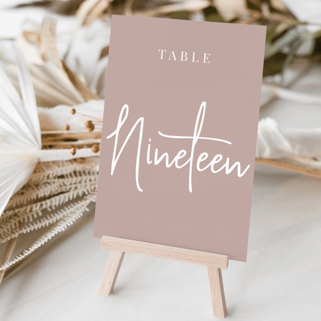 Rose Taupe Hand Scripted Table NINETEEN Table Number (Creator Uploaded)