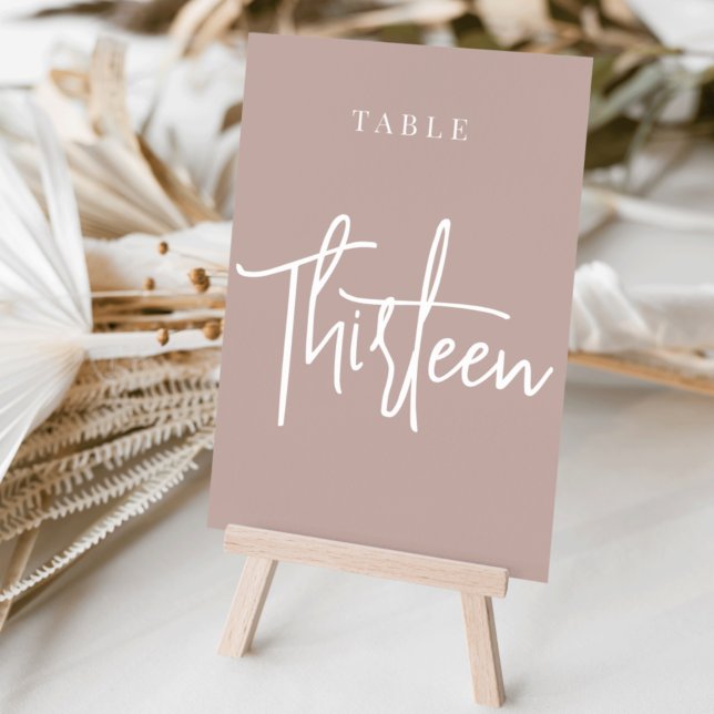Rose Taupe Hand Scripted Table THIRTEEN Table Number (Creator Uploaded)