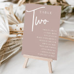 Rose Taupe Hand Scripted Table TWO   Guest Names Table Number<br><div class="desc">Simple and chic table number cards in earth tone rose taupe and white make an elegant statement at your wedding or event. Design features "table [number]" in an eyecatching mix of classic serif and handwritten script lettering, with individual guest names beneath. Design repeats on both sides. Individually numbered cards sold...</div>