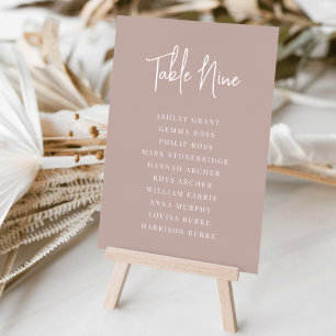 Rose Taupe Modern Handwritten + Serif Guest Names Table Number