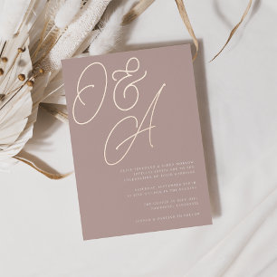 Rose Taupe Rose Gold Script Monogram Wedding