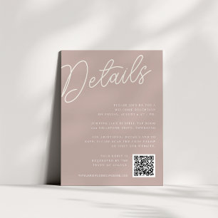 Rose Taupe Script Watermark All-in-One Details Enclosure Card