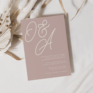 Rose Taupe   Script Watermark Monogram Wedding Invitation