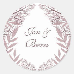 Rose Taupe Wedding Vintage Botanical Classic Round Sticker