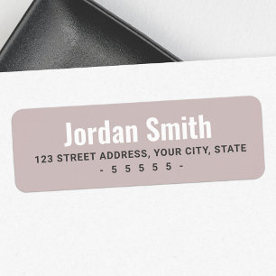 Rose taupe white grey modern return address label