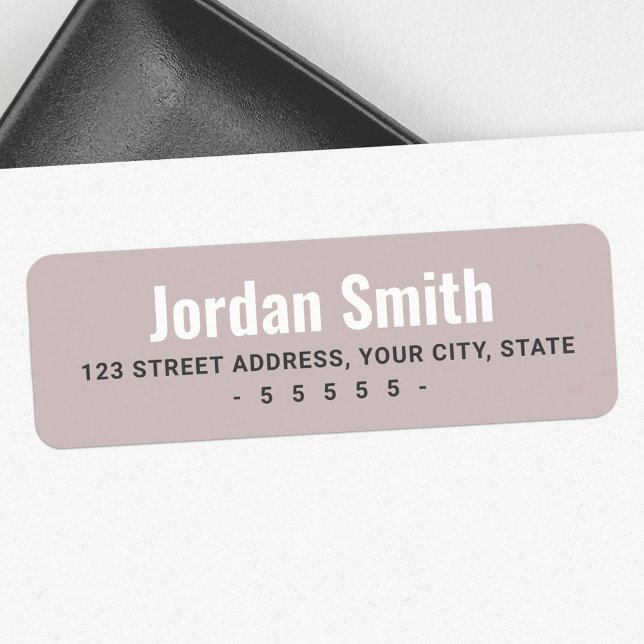 Rose taupe white grey modern return address label (Rose taupe white gray modern return address label)
