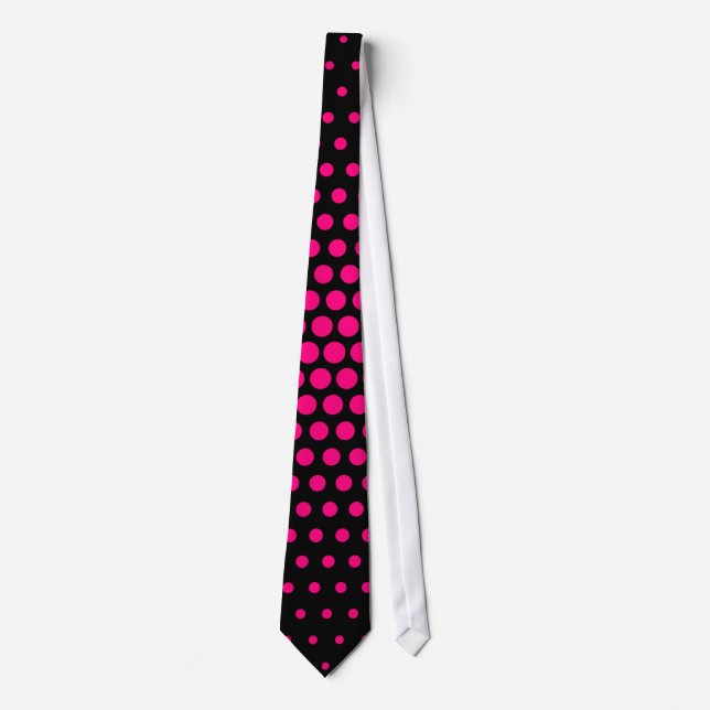 Rose Techno Dots Modern Black Tie (Front)