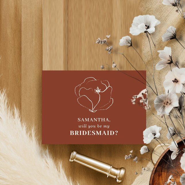 Rose Terracotta Simple Will you be my bridesmaid Invitation (Creator Uploaded)