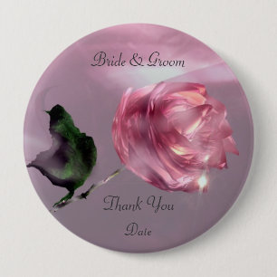 Rose Thank You Wedding Favour 10 Cm Round Badge