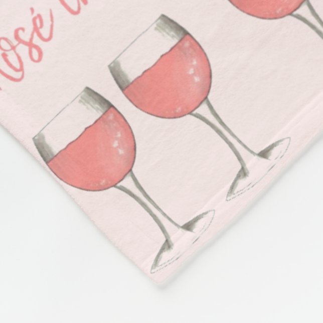 Rosé The Day Away Pink Rose Glass Wine Lover Fleece Blanket (Corner)