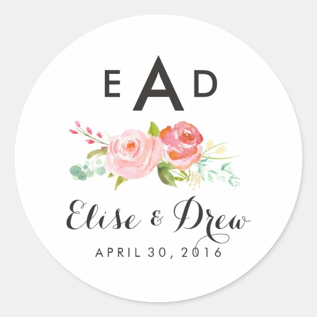 Rose Three Letter Monogram Label (Front)