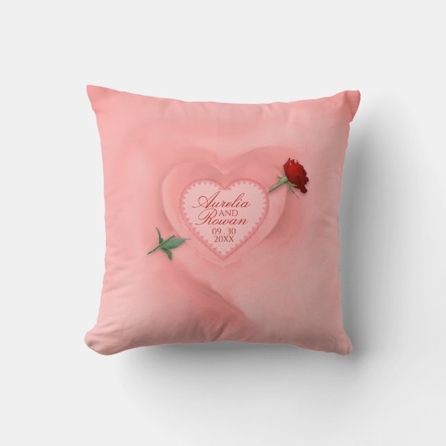 Rose Through the Heart Throw Pillow (Front)