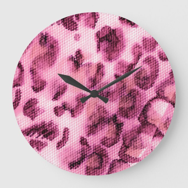 Rose Tiger: Animal Acrylic Texture Large Clock (Front)