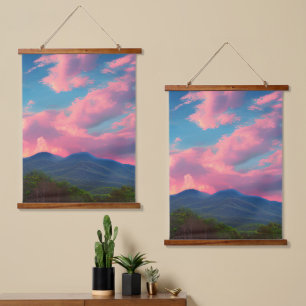 Rose-tinted clouds hanging tapestry
