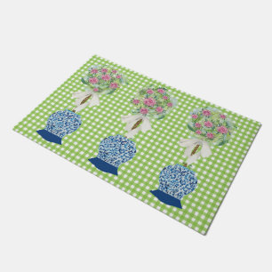 Rose Topiary Blue and White Ginger Jar Doormat