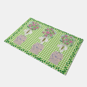 Rose Topiary Vine Blue and White Ginger Jar mat