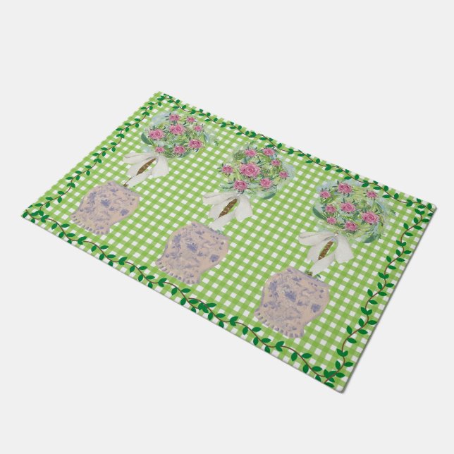 Rose Topiary Vine Blue and White Ginger Jar mat (Angled)